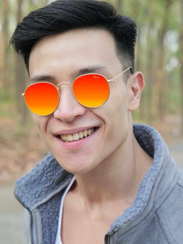 UV_Protected_Gold_Orange_Reflector_Round_Sunglasses_For_Men_&_Women