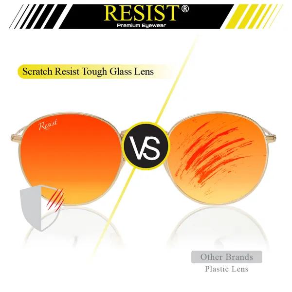 UV_Protected_Gold_Orange_Reflector_Round_Sunglasses_For_Men_&_Women