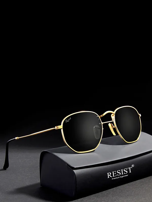 UV_Protected_Gold_Black_Round_Sunglasses_For_Men_&_Women