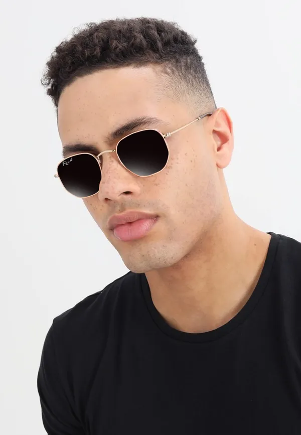 UV_Protected_Gold_Black_Round_Sunglasses_For_Men_&_Women