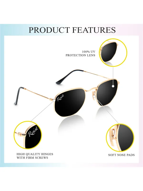 UV_Protected_Gold_Black_Round_Sunglasses_For_Men_&_Women