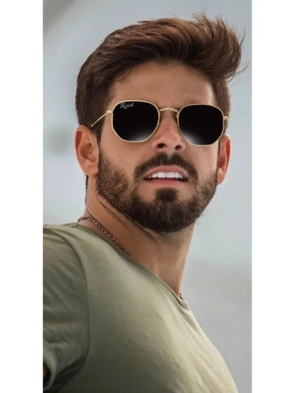UV_Protected_Gold_Black_Round_Sunglasses_For_Men_&_Women