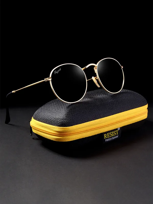 UV_Protected_Gold_Black_Round_Sunglasses_For_Men_&_Women