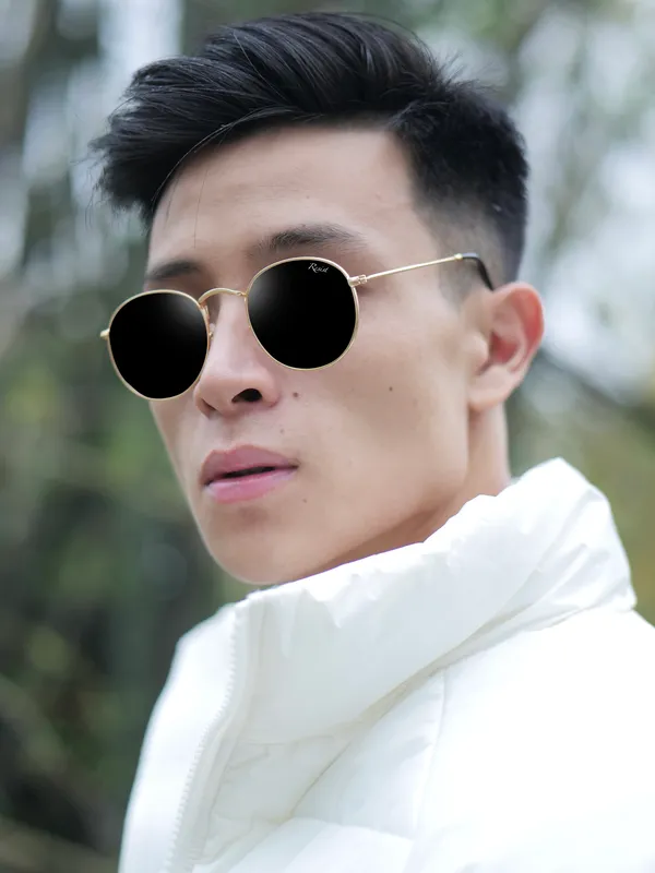 UV_Protected_Gold_Black_Round_Sunglasses_For_Men_&_Women