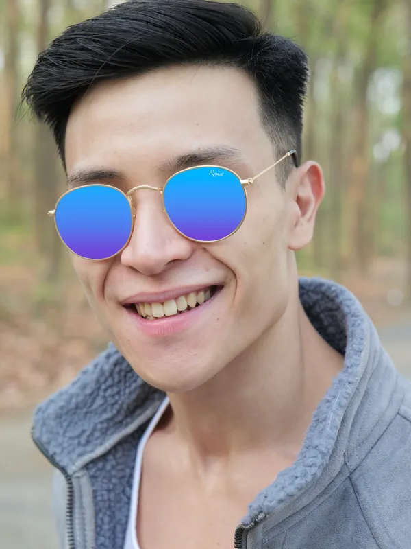 UV_Protected_Gold_Blue_Reflector_Round_Sunglasses_For_Men_&_Women