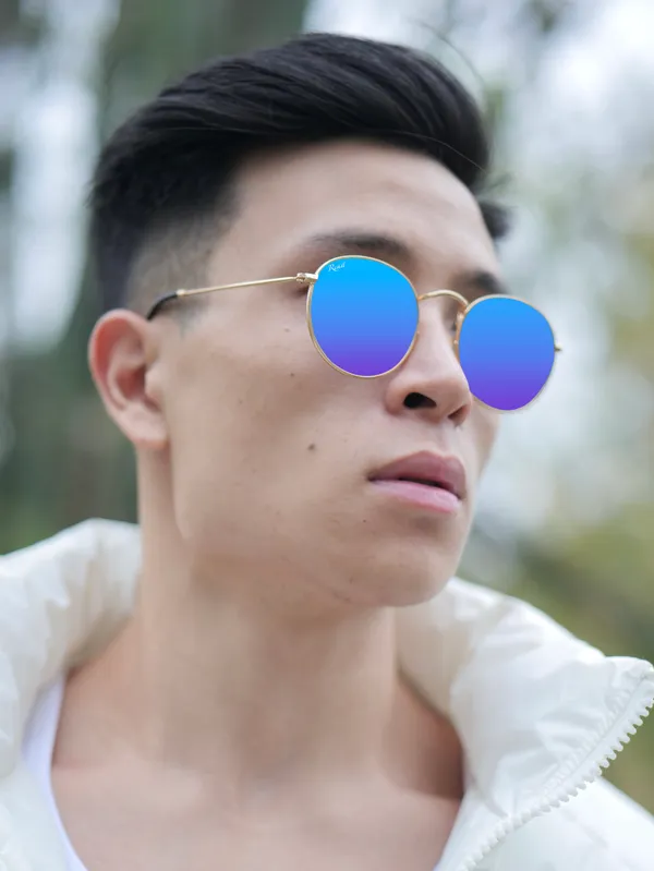 UV_Protected_Gold_Blue_Reflector_Round_Sunglasses_For_Men_&_Women