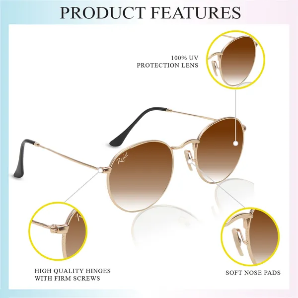 UV_Protected_Gold_Brown_Gradient_Round_Sunglasses_For_Men_&_Women