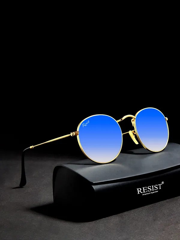 UV_Protected_Gold_Blue_Gradient_Round_Sunglasses_For_Men_&_Women
