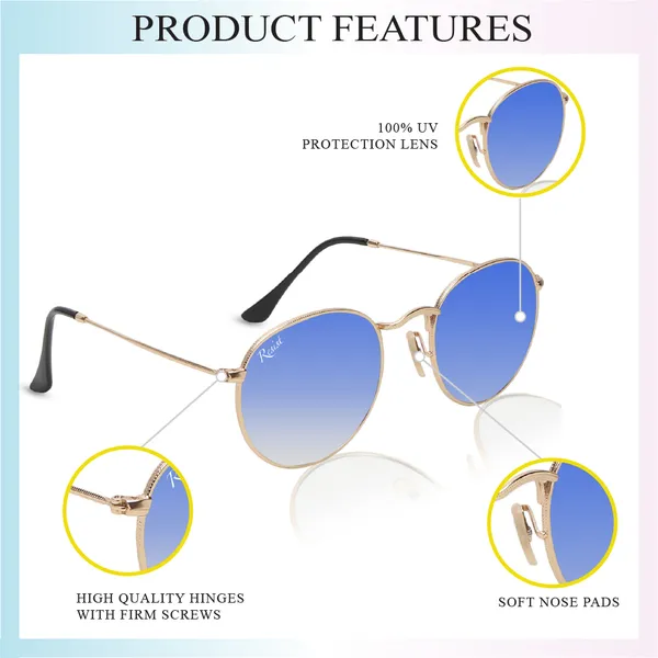 UV_Protected_Gold_Blue_Gradient_Round_Sunglasses_For_Men_&_Women
