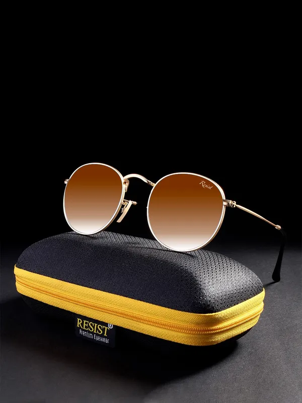 UV_Protected_Gold_Brown_Gradient_Round_Sunglasses_For_Men_&_Women