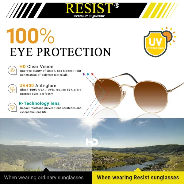UV_Protected_Gold_Brown_Gradient_Round_Sunglasses_For_Men_&_Women