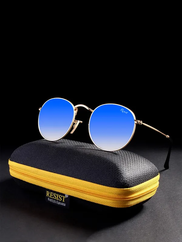 UV_Protected_Gold_Blue_Gradient_Round_Sunglasses_For_Men_&_Women