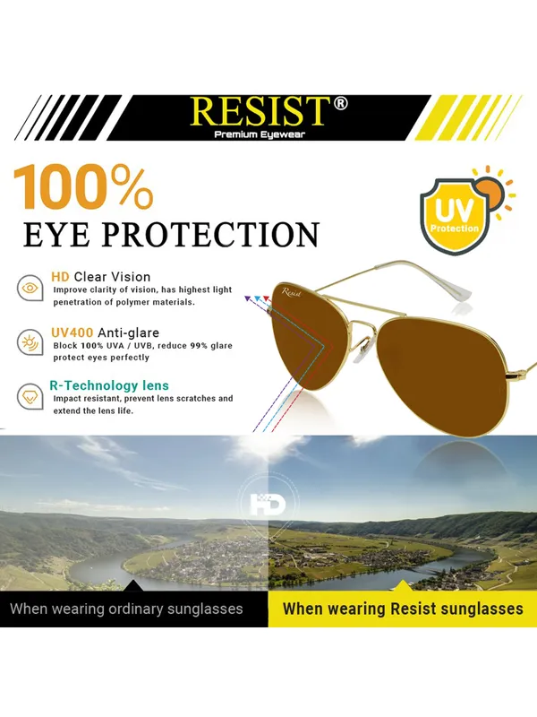 UV_Protected_Gold_Brown__Aviator_Sunglasses_For_Men_&_Women