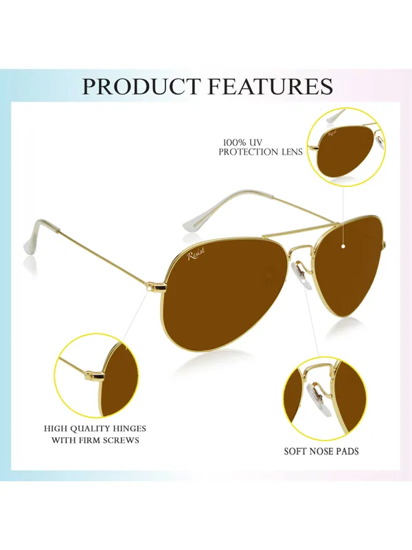 UV_Protected_Gold_Brown__Aviator_Sunglasses_For_Men_&_Women