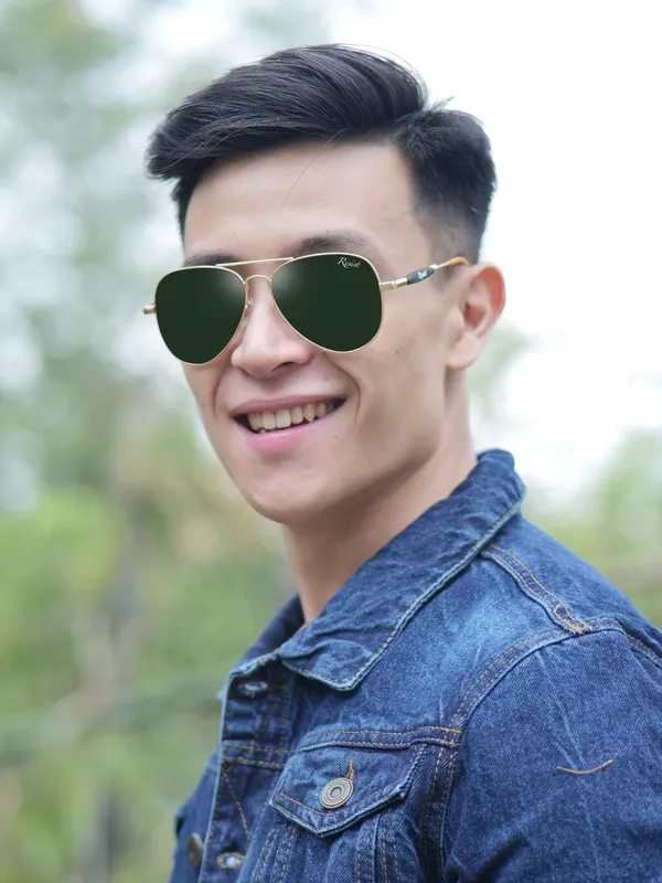 UV_Protected_Gold_Green_Aviator_Sunglasses_For_Men_&_Women