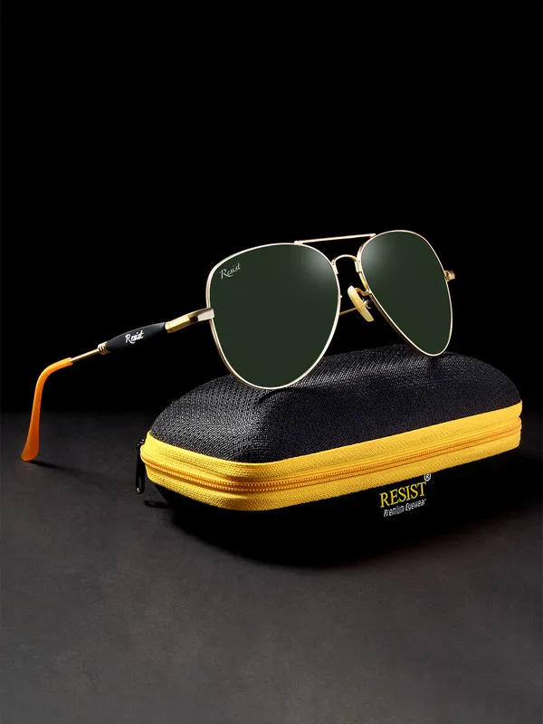 UV_Protected_Gold_Green_Aviator_Sunglasses_For_Men_&_Women