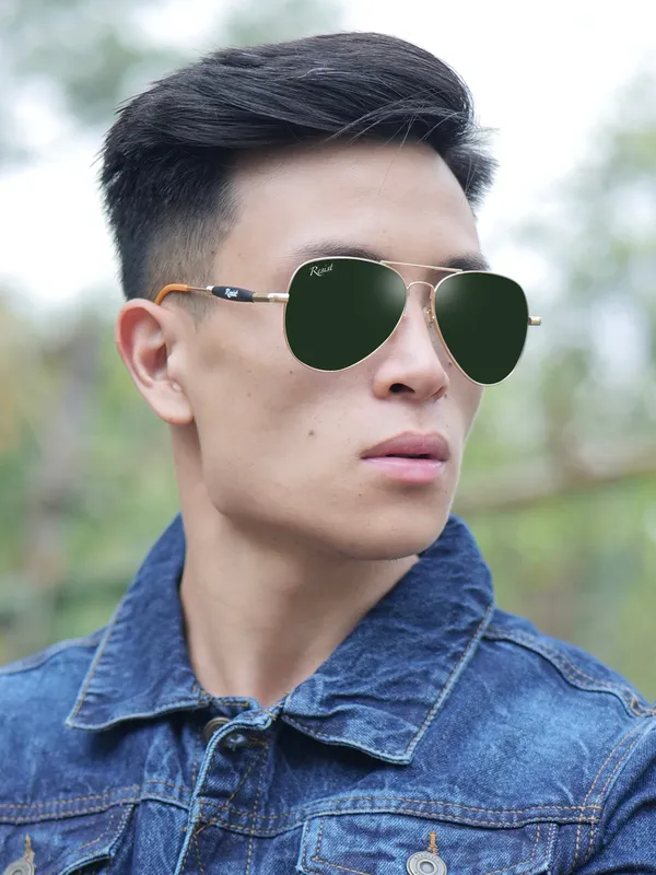 UV_Protected_Gold_Green_Aviator_Sunglasses_For_Men_&_Women