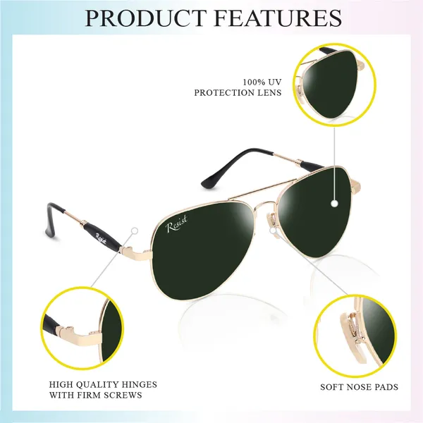UV_Protected_Gold_Green_Aviator_Sunglasses_For_Men_&_Women