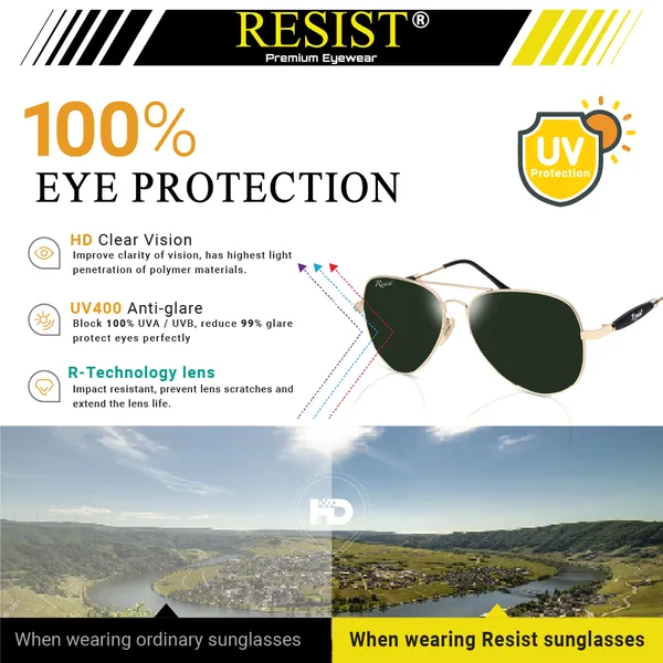 UV_Protected_Gold_Green_Aviator_Sunglasses_For_Men_&_Women