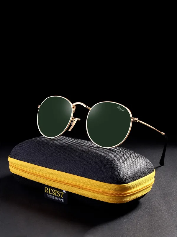 UV_Protected_Gold_Green_Round_Sunglasses_For_Men_&_Women