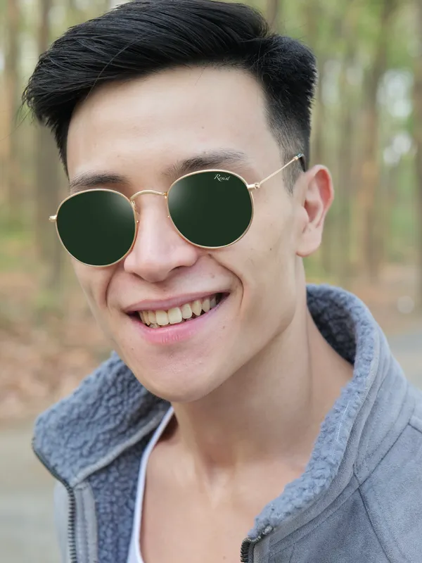 UV_Protected_Gold_Green_Round_Sunglasses_For_Men_&_Women