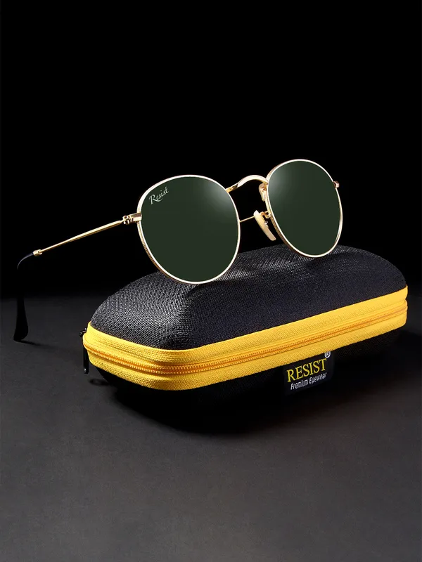 UV_Protected_Gold_Green_Round_Sunglasses_For_Men_&_Women