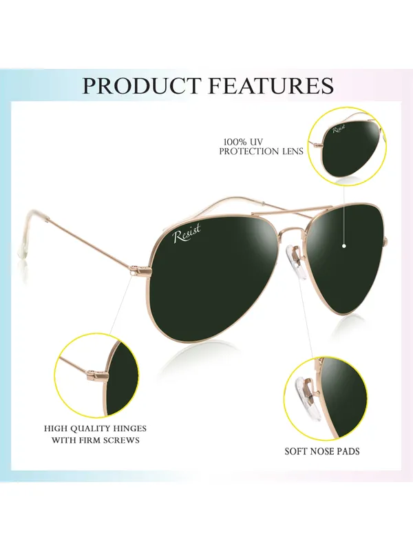 UV_Protected_Gold_Green__Aviator_Sunglasses_For_Men_&_Women