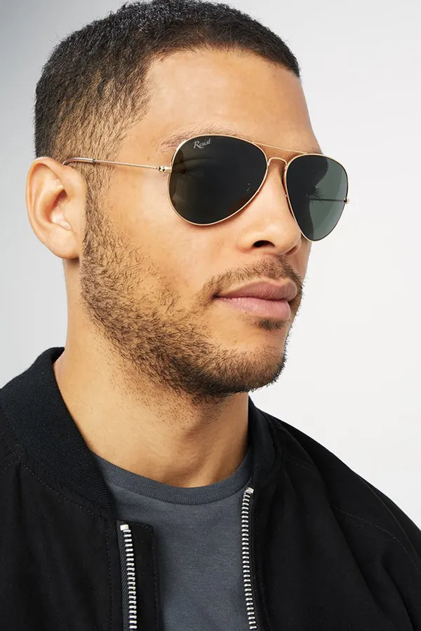 UV_Protected_Gold_Green__Aviator_Sunglasses_For_Men_&_Women