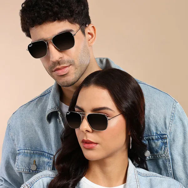 Resist Eyewear UV Protected Silver Black Square Sunglasses For Men Women  Price in India Buy Resist Eyewear UV Protected Silver Black Square