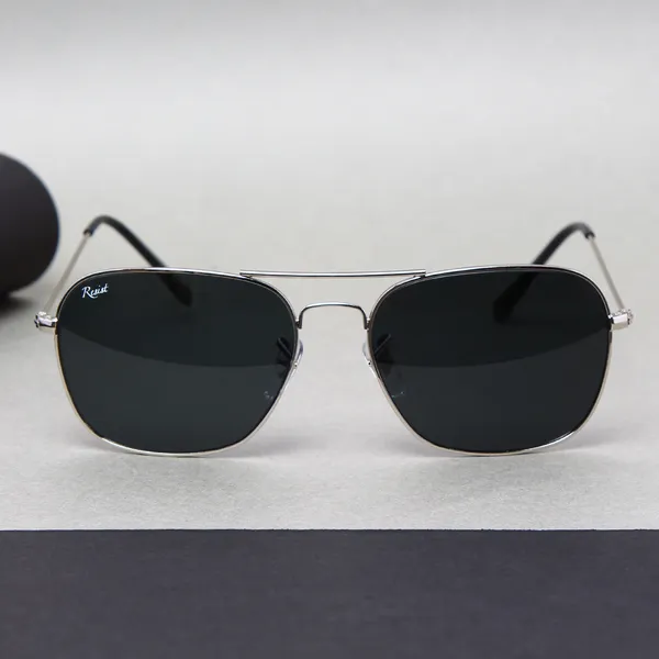 UV_Protected_Silver_Black_Square_Sunglasses_For_Men_&_Women