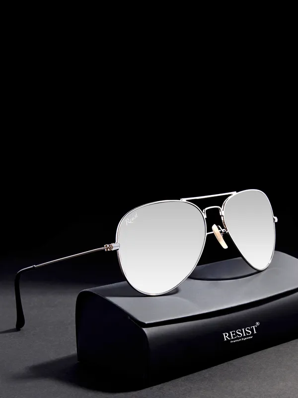 Resist Eyewear UV Protected Silver Reflector Aviator Sunglasses for Men and Women Price in India Buy Resist Eyewear UV Protected Silver Reflector