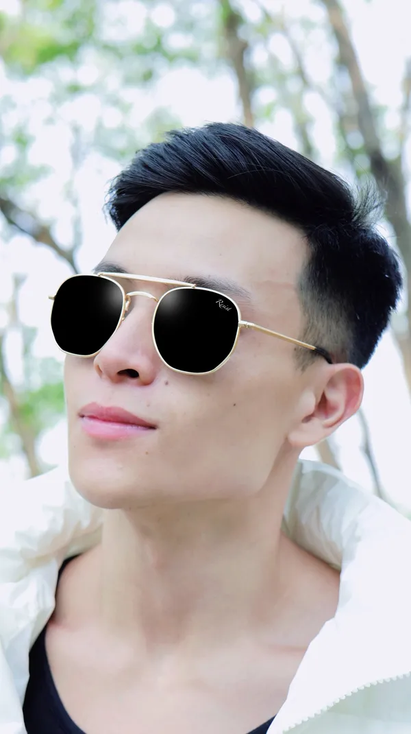 UV_Protected_Gold_Black_Hexagonal_Sunglasses_For_Men_&_Women