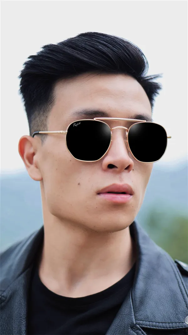 UV_Protected_Gold_Black_Hexagonal_Sunglasses_For_Men_&_Women