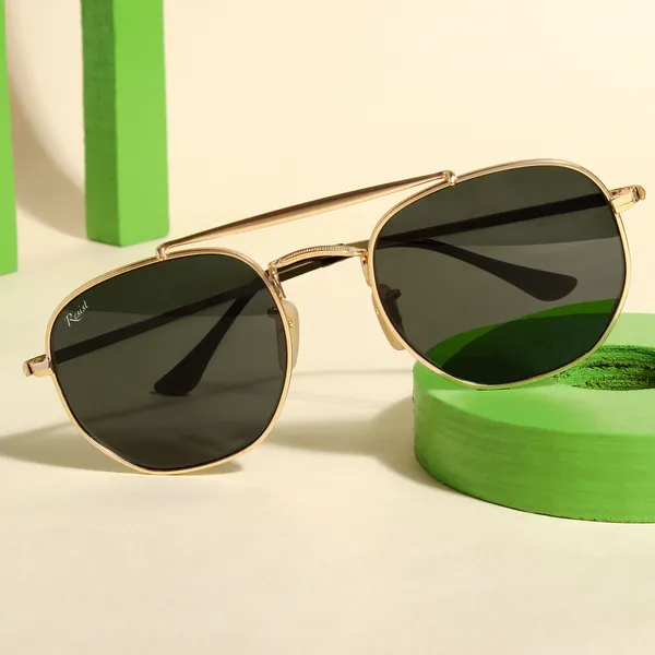 UV_Protected_Gold_Black_Hexagonal_Sunglasses_For_Men_&_Women