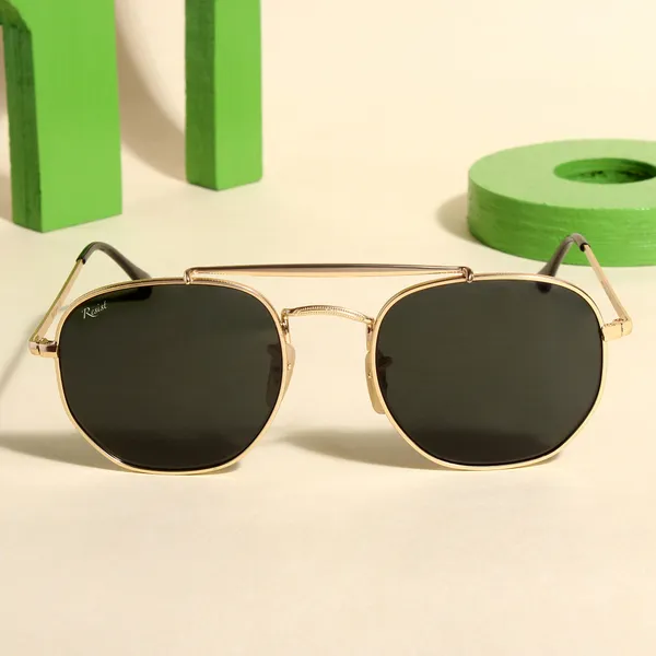 UV_Protected_Gold_Black_Hexagonal_Sunglasses_For_Men_&_Women