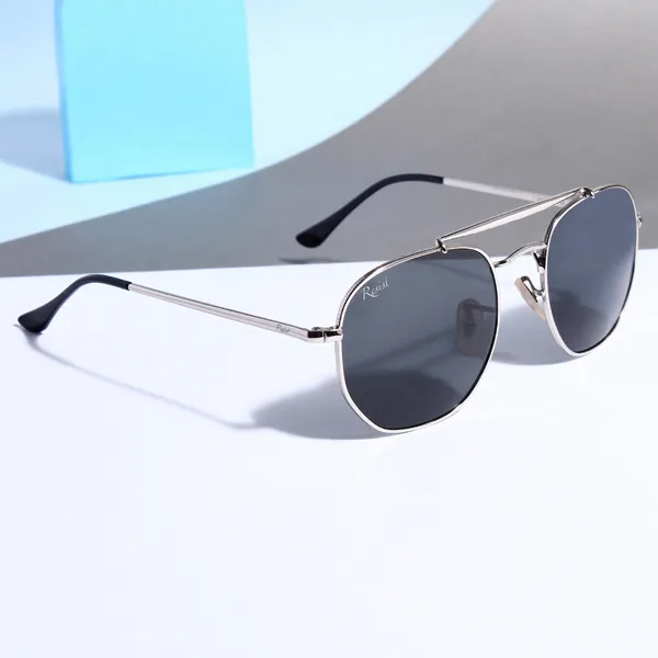 UV_Protected_Silver_Black_Hexagonal_Sunglasses_For_Men_&_Women