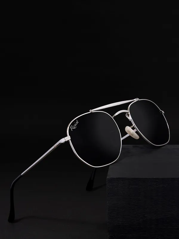 UV_Protected_Silver_Black_Hexagonal_Sunglasses_For_Men_&_Women