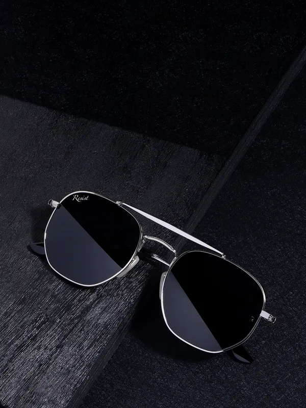 UV_Protected_Silver_Black_Hexagonal_Sunglasses_For_Men_&_Women