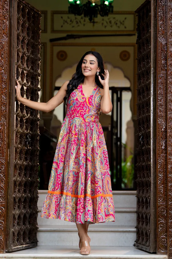 Multicolor_Ethnic_Motifs_Printed_Cotton_Fit_&_Flare_Tiered_Midi_Dress