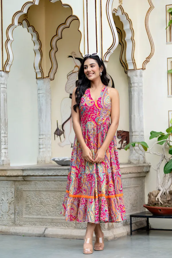 Multicolor_Ethnic_Motifs_Printed_Cotton_Fit_&_Flare_Tiered_Midi_Dress
