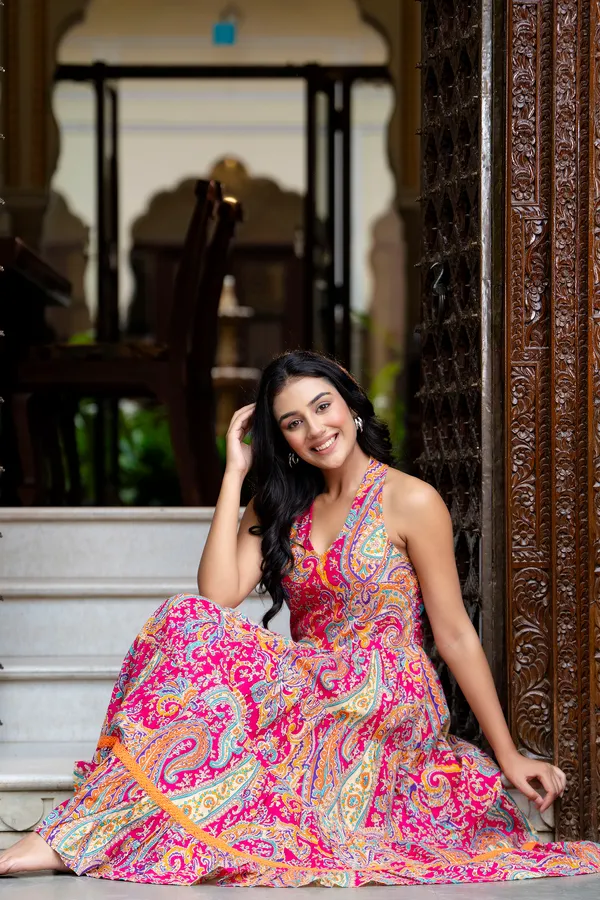 Multicolor_Ethnic_Motifs_Printed_Cotton_Fit_&_Flare_Tiered_Midi_Dress