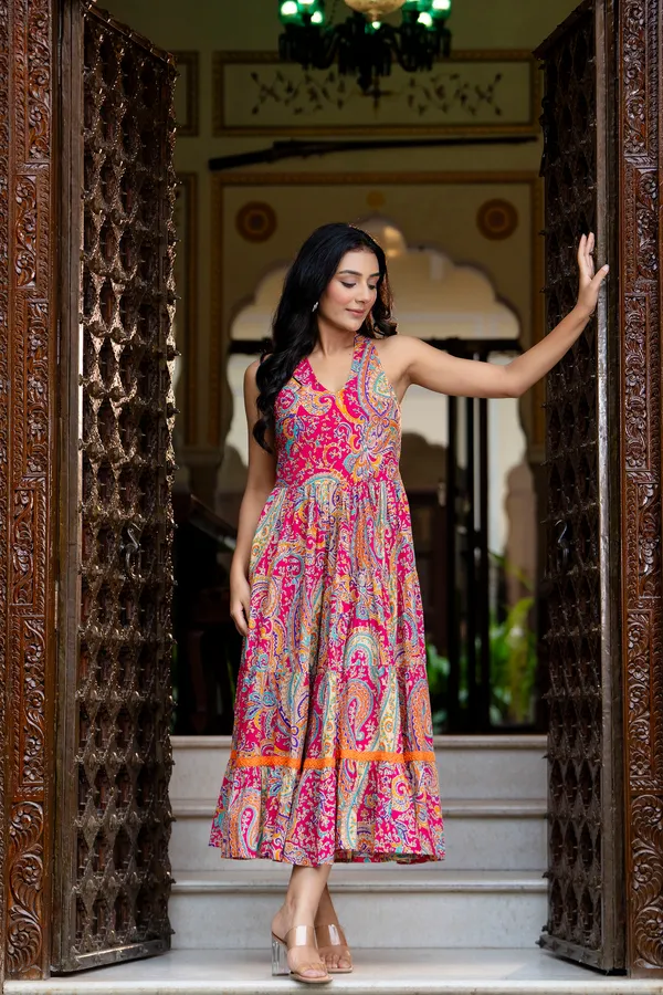 Multicolor_Ethnic_Motifs_Printed_Cotton_Fit_&_Flare_Tiered_Midi_Dress