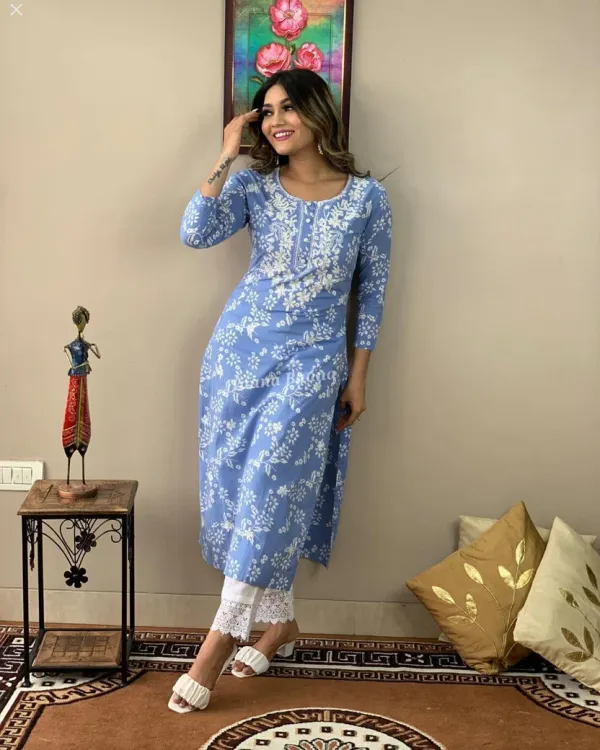 Blue__Floral_Printed_Cotton_Kurta_Pant_Set_for_Women
