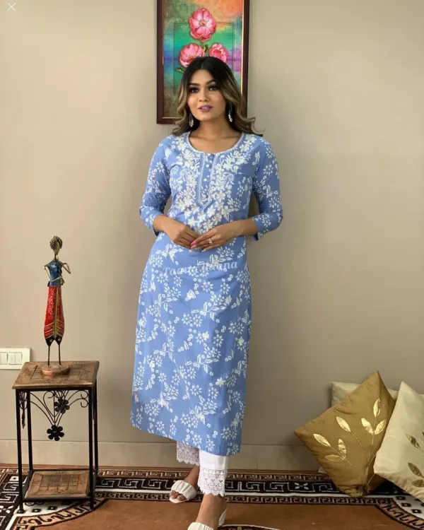 Blue__Floral_Printed_Cotton_Kurta_Pant_Set_for_Women