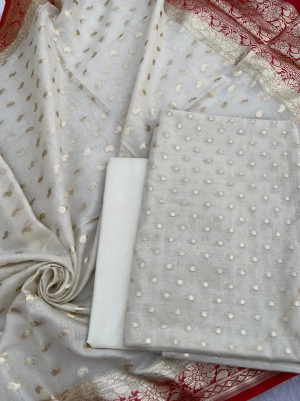 Offwhite_Pure_Mercerised_Lorex_weave_Contrast_Red_Dupatta_Banarasi_Suit_1200SKL_PM21