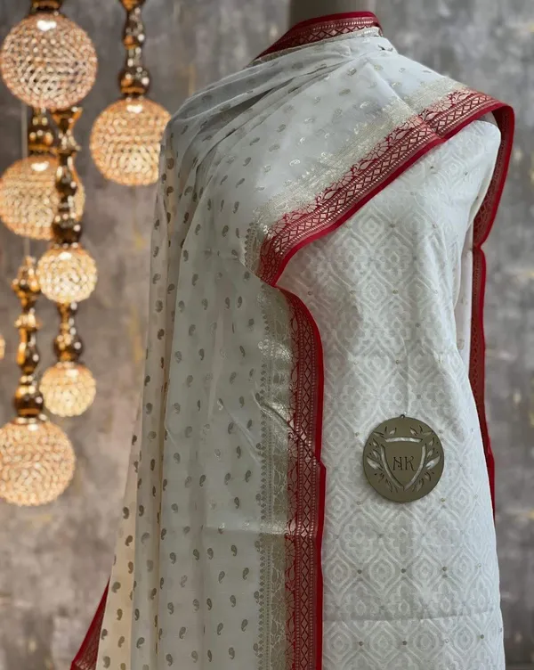 Off_white_resham_weave_Banarasi_Suit_&_Lorex_Contrast_Border_Red_Dupatta_1200SKL_BM4