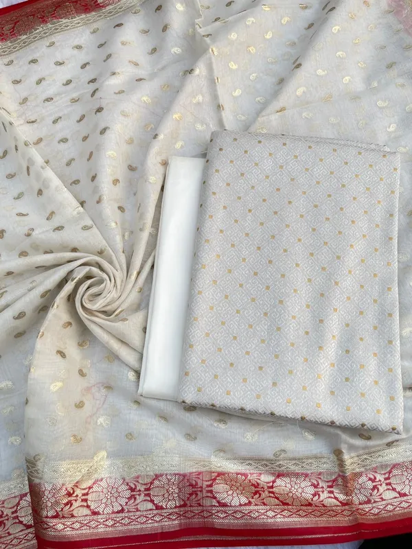 Off_white_resham_weave_Banarasi_Suit_&_Lorex_Contrast_Border_Red_Dupatta_1200SKL_BM4