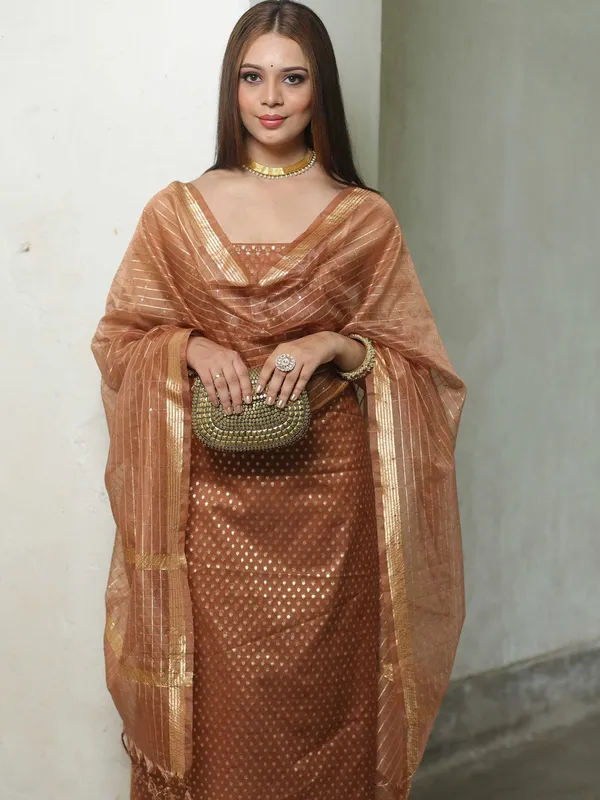 Brown_Banarasi_Mercerised_Lorex_Weave_Suit_with_Organza_Silk_Check_Sequins_Embroidery_Dupatta_1000SKL_OGL4