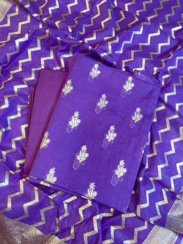 Purple_Mercerise_Silk_Floral_Zari_Booti_with_Zig-Zag_Dupatta_Banarasi_Suit_11SKL_MSRS5