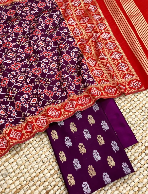 Purple_Katan_Silk_Silver_Gold_Zari_With_Patola_Weave_Dupatta_Suit_Set_700SKL_KS42